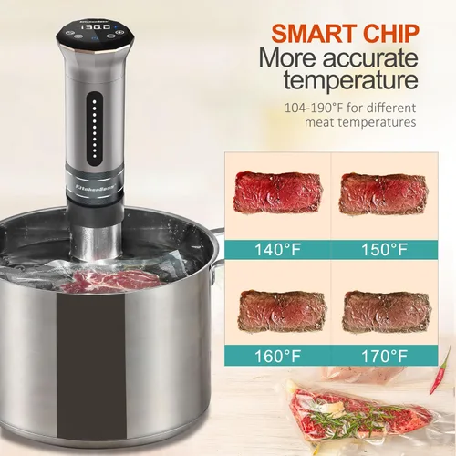Miniatura 4 de KitchenBoss Sous Vide - Máquina de cocción al vacío: Circulador de inmersión térmica ultra silenciosa de 1100 W IPX7 resistente al agua, pantalla