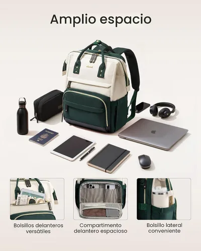 Miniatura 4 de LOVEVOOK - Mochila para computadora portátil de 15.6 pulgadas para mujeres, mochila de gran capacidad para trabajo y negocios, bolsa impermeable