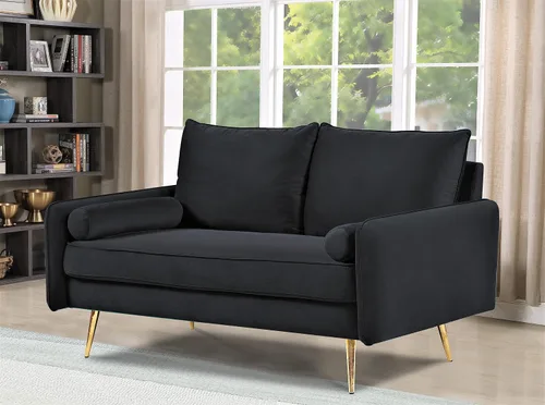 Miniatura 6 de Container Furniture Direct Kent - Sofá biplaza moderno, estilo europeo, de terciopelo, con patas cónicas, estilo vintage y diseño elegante, sofá