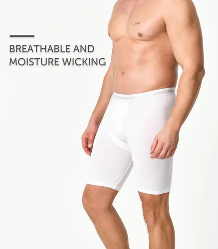 Miniatura 3 de Comfneat Calzoncillos tipo bóxer de algodón de pierna larga de 9 pulgadas para hombre, ropa interior elástica y cómoda, paquete de 4