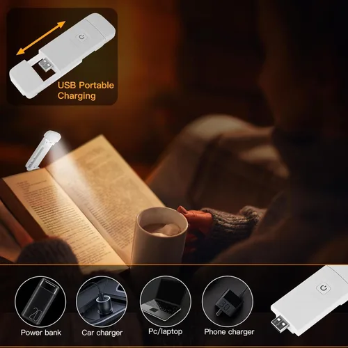 Miniatura 6 de KunHe Paquete de 30 luces de libro recargables por USB a granel para leer por la noche en la cama, luces de lectura LED a granel con clip para niños