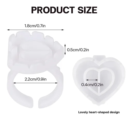 Miniatura 2 de Pretty memory - Anillos de pegamento para extensiones de pestañas, 100 unidades, anillos de pestañas inteligentes, con forma de corazón, soporte