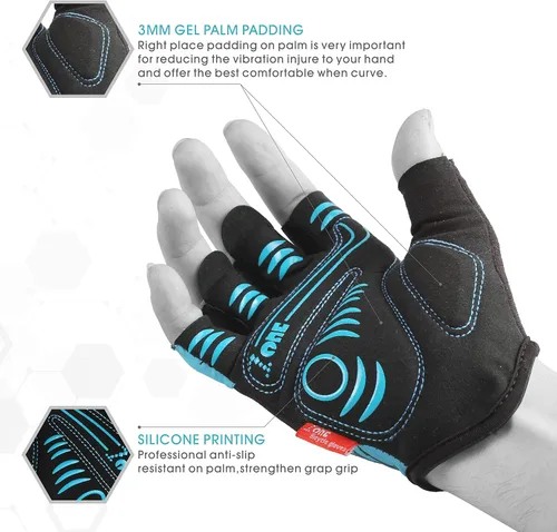 Miniatura 3 de FOUR-AM Guantes de ciclismo, guantes de bicicleta de 0.157 in de seguridad en los nudillos. Guantes de ciclismo de montaña de medio dedo MTB DH