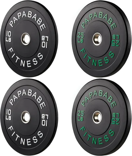 Miniatura 48 de Papababe Placas de peso, juego de placas de pesas de 2 pulgadas, placas de peso de goma protectoras para el suelo, placas de parachoques de 10 a 600