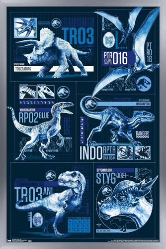 Miniatura 14 de Trends International Jurassic World: Fallen Kingdom - Póster de pared con cuadrícula, 14.725 x 22.375 pulgadas, versión enmarcada de madera