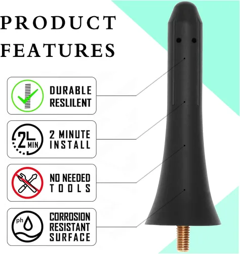 Miniatura 2 de KSaAuto Antena de goma de 3 pulgadas para Mazda Miata MX-5 RF ND NC 2006-2024 OEM NF47-66-A30A, diseño de línea deportiva que mejora la apariencia
