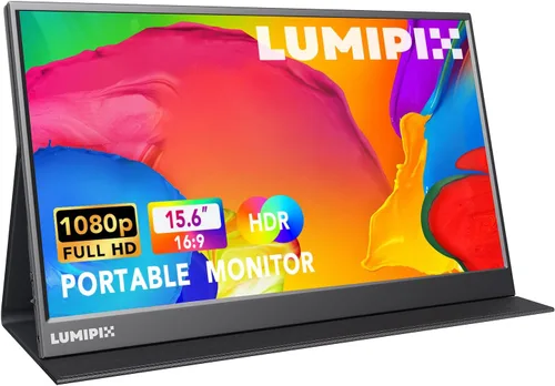 Monitor Portátil de 15.6 Pulgadas 1080P FHD IPS Pantalla de Juegos con USB-C y HDMI, Segunda Pantalla Externa Ultra-Delgada con Cubierta Inteligente