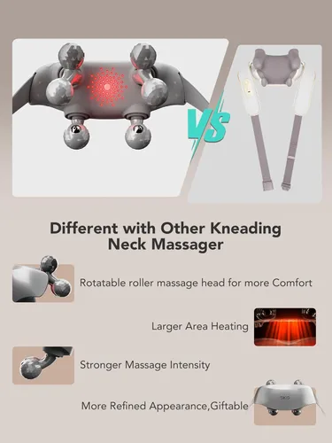 Miniatura 7 de SKG H7 - Masajeador de cuello ultra inalámbrico para aliviar el dolor de tejido profundo, regalos del día del padre, masajeador shiatsu ajustable
