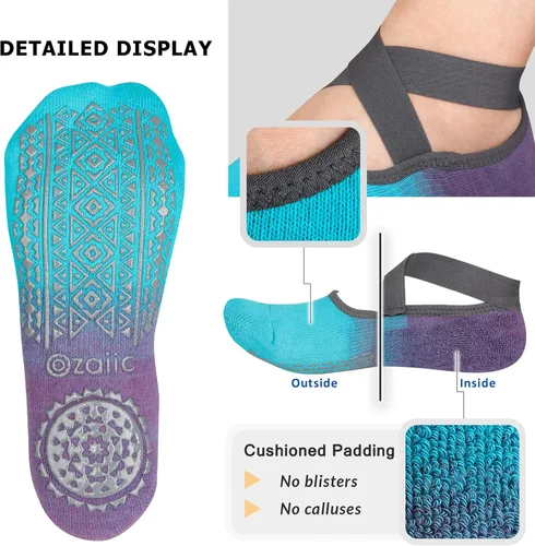 Miniatura 131 de Ozaiic - Calcetines de yoga para mujer con correas y agarres antideslizantes, ideales para pilates, Pure Barre, ballet, danza y entrenamiento