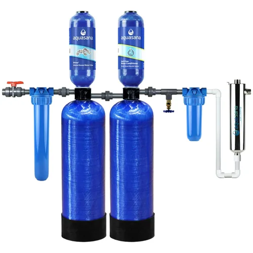 Aquasana - Sistema de filtro de agua de pozo para toda la casa – Alternativa suavizante de agua con purificador UV – Descalcificador sin sal –