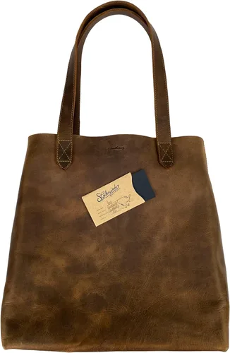 Miniatura 7 de Heather's, Bolso tote clásico, bolso de hombro, bolso espacioso, bolso de estilo vintage, viajes y compras, cuero de grano completo, hecho a mano