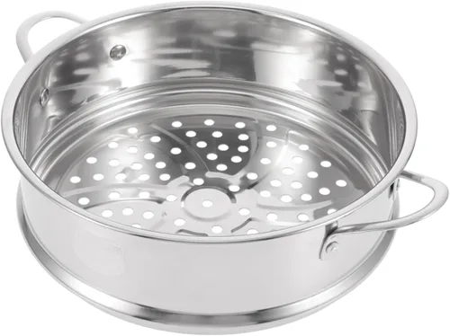 DOITOOL Cesta de vapor de acero inoxidable con asas dobles de 10.62 x 8.26 x 2.75 pulgadas, cesta de vapor de alimentos para albóndigas, bollos de