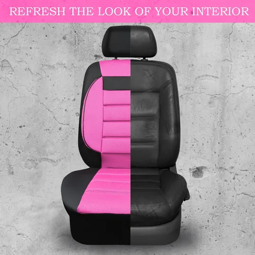 Miniatura 5 de CAR Pass Juego de fundas de asiento de automóvil de cuero con soporte de espalda de espuma 3D, fundas de asiento de automóvil de malla de aire Negro