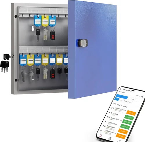 Miniatura 17 de WeHere Caja de bloqueo inteligente de 72 teclas para montaje en pared, gabinete de llaves comercial con aplicación, teclado, Bluetooth y desbloqueo