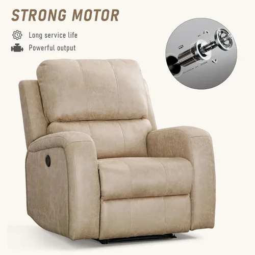 Miniatura 4 de HAOMARKETS Silla reclinable eléctrica, sofás reclinables de piel sintética suave con respaldo acolchado, sofá reclinable individual superrelleno