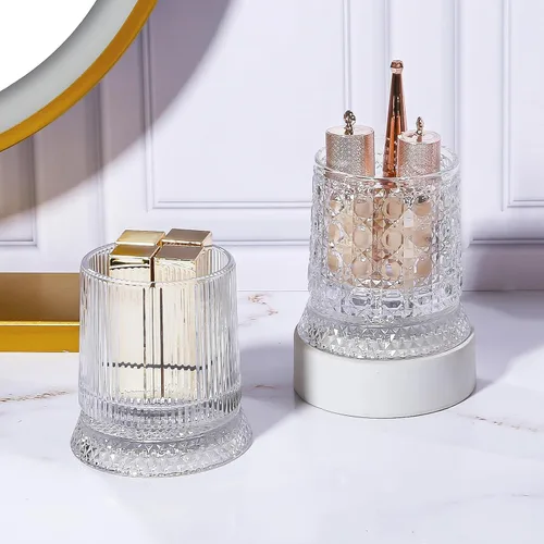 Miniatura 3 de DASITON Organizador de brochas de maquillaje, soporte de almacenamiento de brochas de cosméticos de cristal, organizador de maquillaje de vidrio