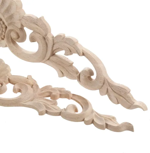 Miniatura 9 de MUXSAM Apliques tallados en madera, paquete de 2 calcomanías de tallas de madera sin pintar, superposición decorativa para paredes, puertas, 2