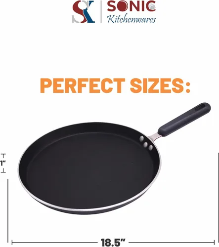 Miniatura 5 de Sonic Kitchenwares - Sartén antiadherente para crepas de 12 pulgadas, revestimiento antiadherente saludable para Roti Egg Tortilla Tawa Dosa, sartén