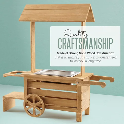 Miniatura 4 de Soporte para botellas de vino con bandeja para servir aperitivos, carrito de madera de mesa para dulces y calentador de nueces con capacidad para 1