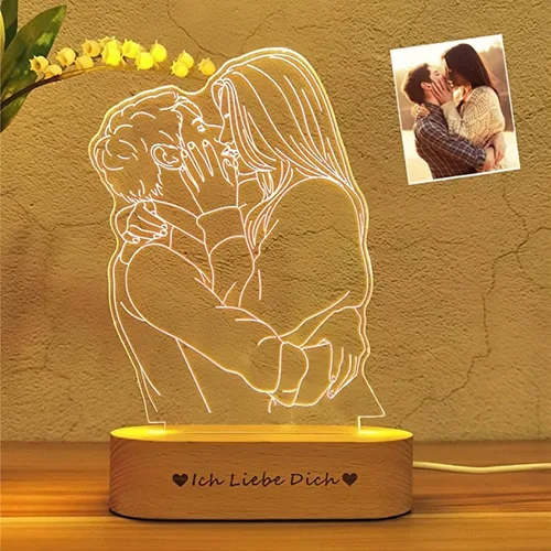 Luz nocturna personalizada, marco de fotos acrílico en 3D, marco de fotos, aniversario, boda, Navidad, regalos de cumpleaños para él y su esposa,