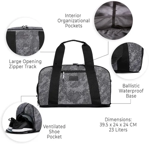 Miniatura 4 de Vooray Bolsa de lona para gimnasio con quemador de 23 litros, bolsa de viaje para mujeres y hombres, bolsa de gimnasio deportiva con compartimento