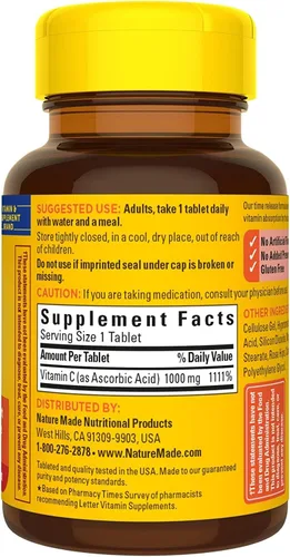 Miniatura 4 de Nature Made Vitamina C 1000 mg Comprimidos de liberación temporal 60 ea (paquete de 2)