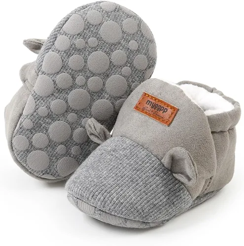 Miniatura 4 de LAFEGEN Botines de bebé para niños y niñas con forro suave, agarre antideslizante, calcetines para recién nacidos, zapatos de cuna para primeros