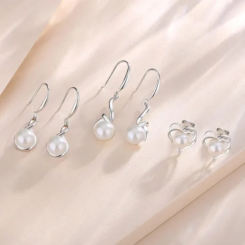 Miniatura 5 de FANCIME Collar de perlas de plata de ley 925 con perlas torcidas de calidad genuina 0.354-0.394 in0.315-0.335 in perlas cultivadas de agua dulce