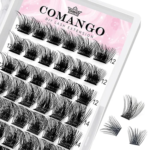 Miniatura 18 de Extensiones de pestañas en racimo de pestañas DIY Curl C/D Comango Mega Volumen, Pestañas Individuales Extensiones de Pestañas Extensiones