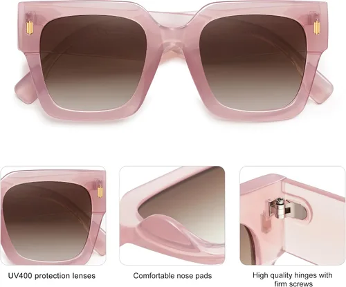 Miniatura 66 de SOJOS Gafas de sol cuadradas vintage de gran tamaño para mujer, estilo retro, de lujo, grandes, UV400 SJ2194