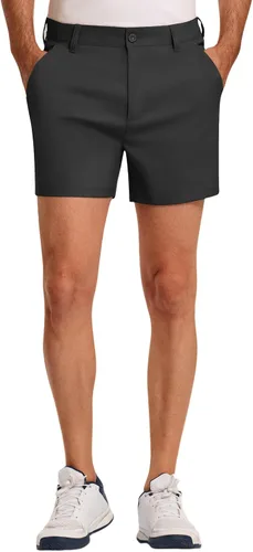Miniatura 2 de PULI Pantalones cortos de golf para hombre, entrepierna de 5 pulgadas, ajuste relajado, elástico, ligero, casual, viajes, secado rápido, pantalones