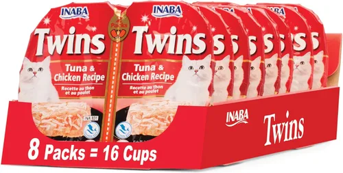 Miniatura 7 de INABA Gemelos para gatos, plato de gelée de pollo rallado y caldo con extracto de té verde, 1.23 onzas por porción, 16 porciones, receta de atún