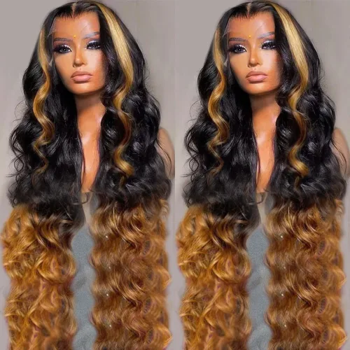 Miniatura 21 de BAIICS Pelucas de cabello humano rubio miel con encaje frontal transparente HD de 13 x 6 pulgadas, peluca frontal de encaje transparente HD 12A