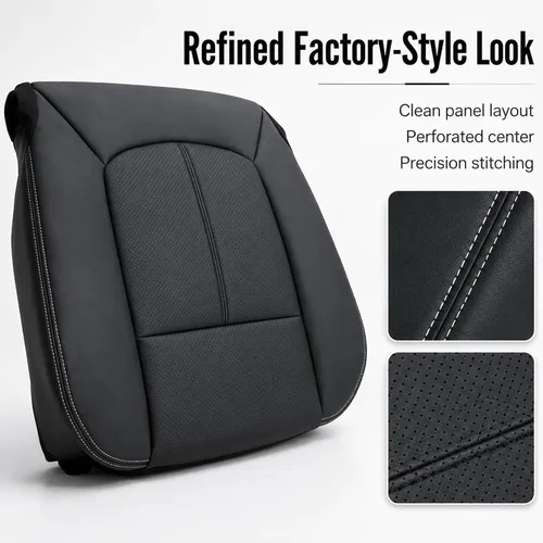 Miniatura 6 de FZJDSD Funda de asiento de repuesto de piel de microfibra perforada para el lado del conductor, color negro, compatible con Ford F250 F350 F450 F550
