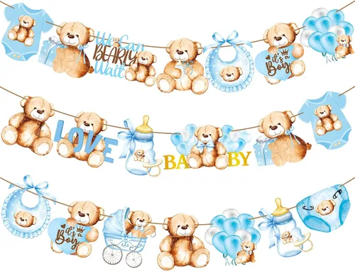 Decoraciones de oso de peluche para baby shower, We Can Bearly Wait, decoraciones de fiesta de cumpleaños, guirnaldas y suministros temáticos de oso