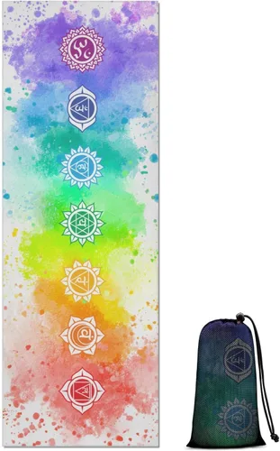 Toalla para esterilla de yoga con bolsillos en las esquinas, toallas de yoga de microfibra para yoga caliente, antideslizantes, absorben la humedad,