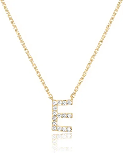 Miniatura 17 de PAVOI 14K White Gold Plated Cubic Zirconia Initial Necklace Letter Dainty Necklaces for Women
