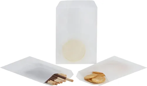 Miniatura 5 de 100 bolsas de papel de cristal planas de tamaño mini de 3 x 5 pulgadas, semitransparentes para regalos de fiesta