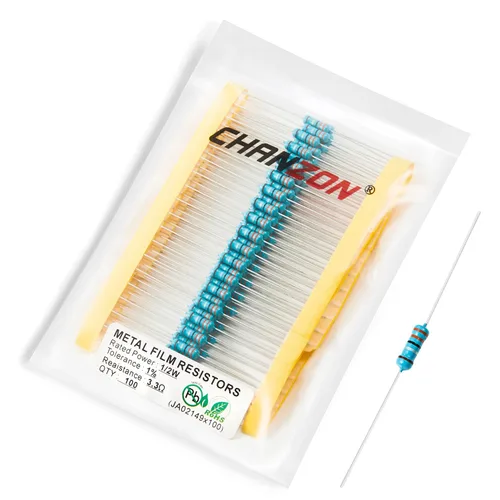 Miniatura 35 de Chanzon - 100 resistencias de película metálica 1/2 W (0.5 W) 10 Ω ohmios ±1% de tolerancia 10R MF, resistencias de agujero pasante con limitación