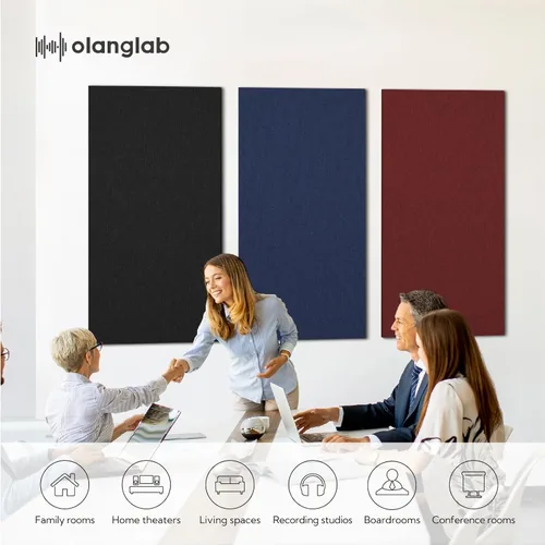 Miniatura 5 de Olanglab Paquete de 2 paneles acústicos, paneles de sonido grandes de 48 x 24 pulgadas, paneles de espuma a prueba de sonido envueltos en tela