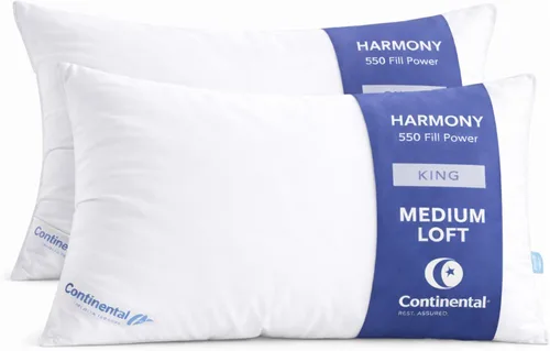 Miniatura 19 de Continental Bedding Harmony White Goose Down Pillow 550 Fill Power Medium Loft 100% algodón 300 hilos Shell tamaño estándar 1 paquete fabricado