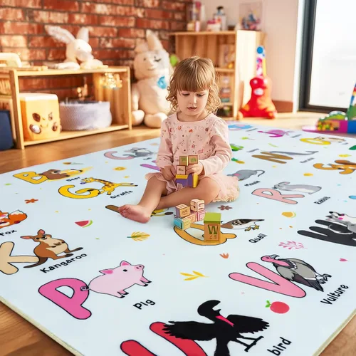 Miniatura 3 de Alfombras infantiles para sala de juegos, alfombra educativa para aprender el alfabeto ABC, suave, lavable a máquina, antideslizante, bonita