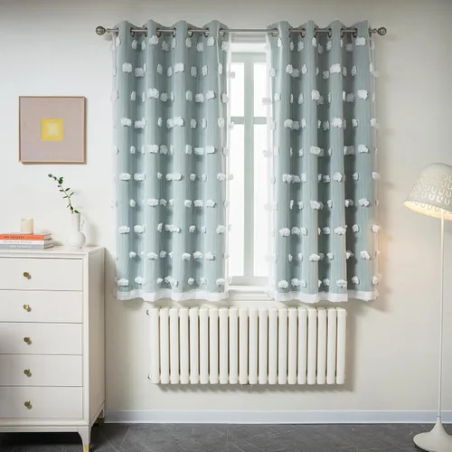 Mysky Home Cortinas de doble capa, dormitorio, traslúcidas, opacas, habitación de niños, comedor, guardería, ojales, oscurecer la habitación, 52 x