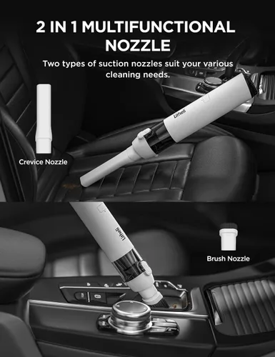 Miniatura 4 de LiTHELi Aspiradora de mano inalámbrica, potencia de succión de 10000 Pa con batería recargable en U, ultra ligera, mini aspiradora de coche Negro