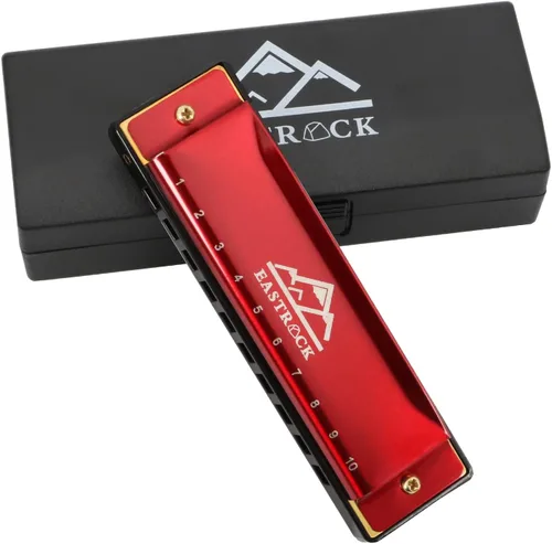 Miniatura 9 de EastRock - Armónica Blues, 10 agujeros, clave de Do, con estuche, armónica diatónica para jugadores profesionales, principiantes, estudiantes, Rosa