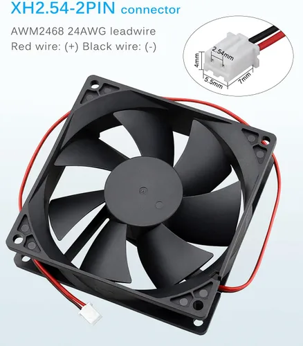 Miniatura 5 de GDSTIME 3.622 in x 3.622 in x 0.984 in 3.543 in 3.6 pulgadas 12v sin escobillas DC ventilador de enfriamiento 2 pines
