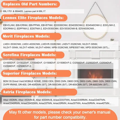 Miniatura 3 de Hiorucet Kit de montaje piloto de gas natural (NG) 69L17 para Lennox Elite, IHP, Merit, Serefina, Superior, Astria Chimeneas, 69L1701, 904405, J4117