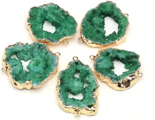 Miniatura 14 de LE SKY Conectores de piedra natural coloridos irregulares druzy geoda ágata borde dorado encanto de enlace de piedra para hacer joyas collar