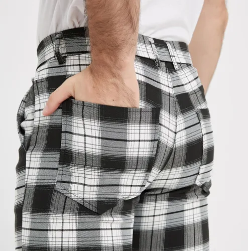 Miniatura 6 de Plaid&Plain Pantalones a cuadros para hombre, pantalones de vestir ajustados para hombre, pantalones chinos ajustados para hombre