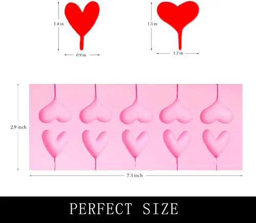 Miniatura 2 de Moldes de silicona de chocolate con forma de corazón, 2 paquetes de 10 cavidades para dulces de San Valentín para decoración de pasteles de boda